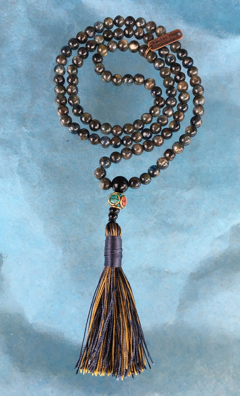 6-7 mm AAA Grade Kyanite Mala Beads Necklace Kyanite knotted Healing Mala Beads Energized 108 Genuine Kyanite Gemstone Ma kyanite Jewelry