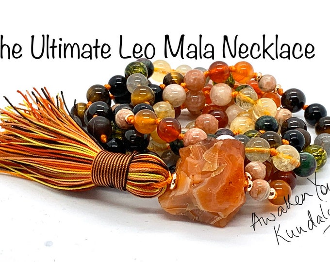 Ultimate Leo Zodiac Mala Necklace Leo horoscope Leo bracelet birthstones crystal healing reiki august crystals self help complimentary gift