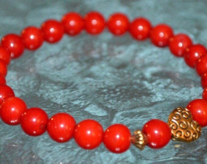 Red Coral Wrist Mala Beads Bracelet - Attract love Assists clear reasoning Inventiveness Balanced opinion Truthfulness