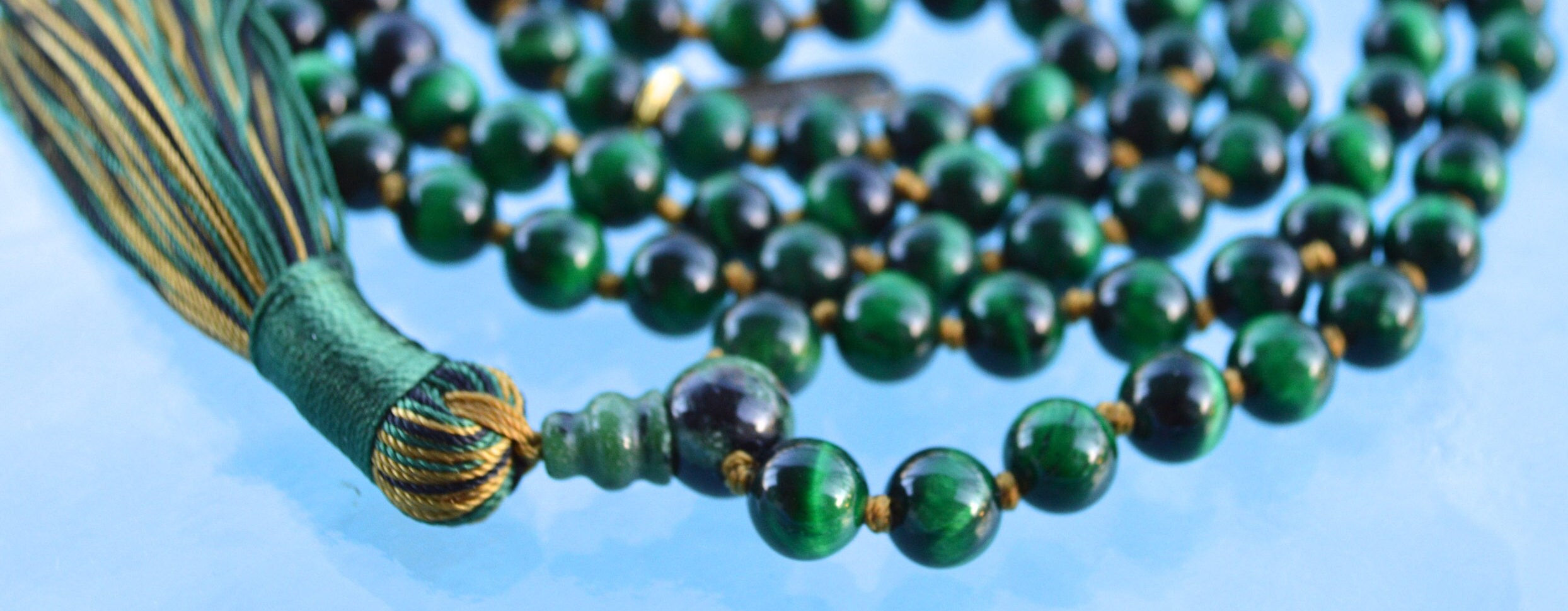 AAA Green Tiger Eye Hawk's eye Mala -Retain overview in complex ...