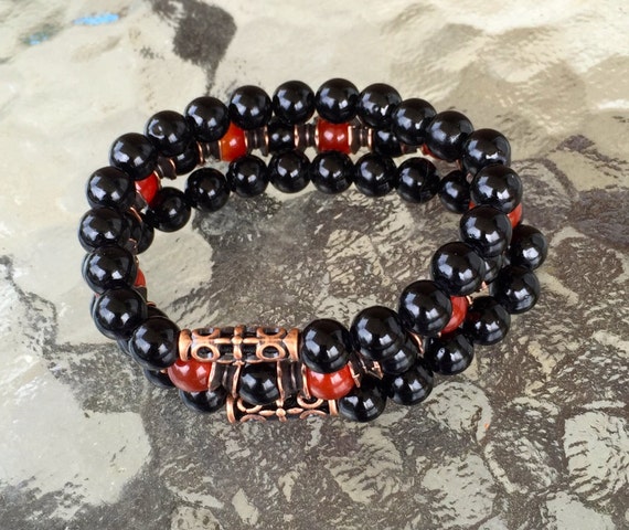 Empath Protection Carnelian and Black Tourmaline Bracelet