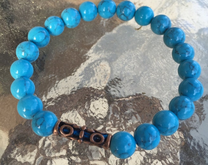 Turquoise Handmade Healing Mala Beads Bracelet - For Friendship, High BP, Heart Chakra, Detoxification, Insomnia, 7th ChakraChristmas