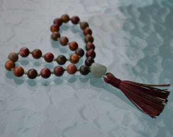 Aventurine, Picasso Jasper,  Mini Pocket Mala, 27 Beads, Prayer Beads, Wrist Mala, Japa, Mantra, Nurturing, Creativity, Calming, Loving