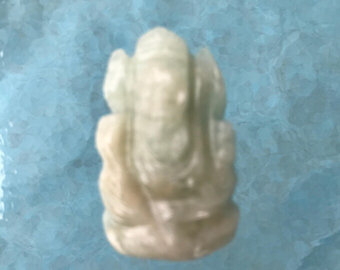 Energized Green Aventurine Ganesha, Gemstone Ganesha, Orange Ganesha statue, Semi Precious Lord Ganesha Remover of Obstacles, 1.25'' Ganesha