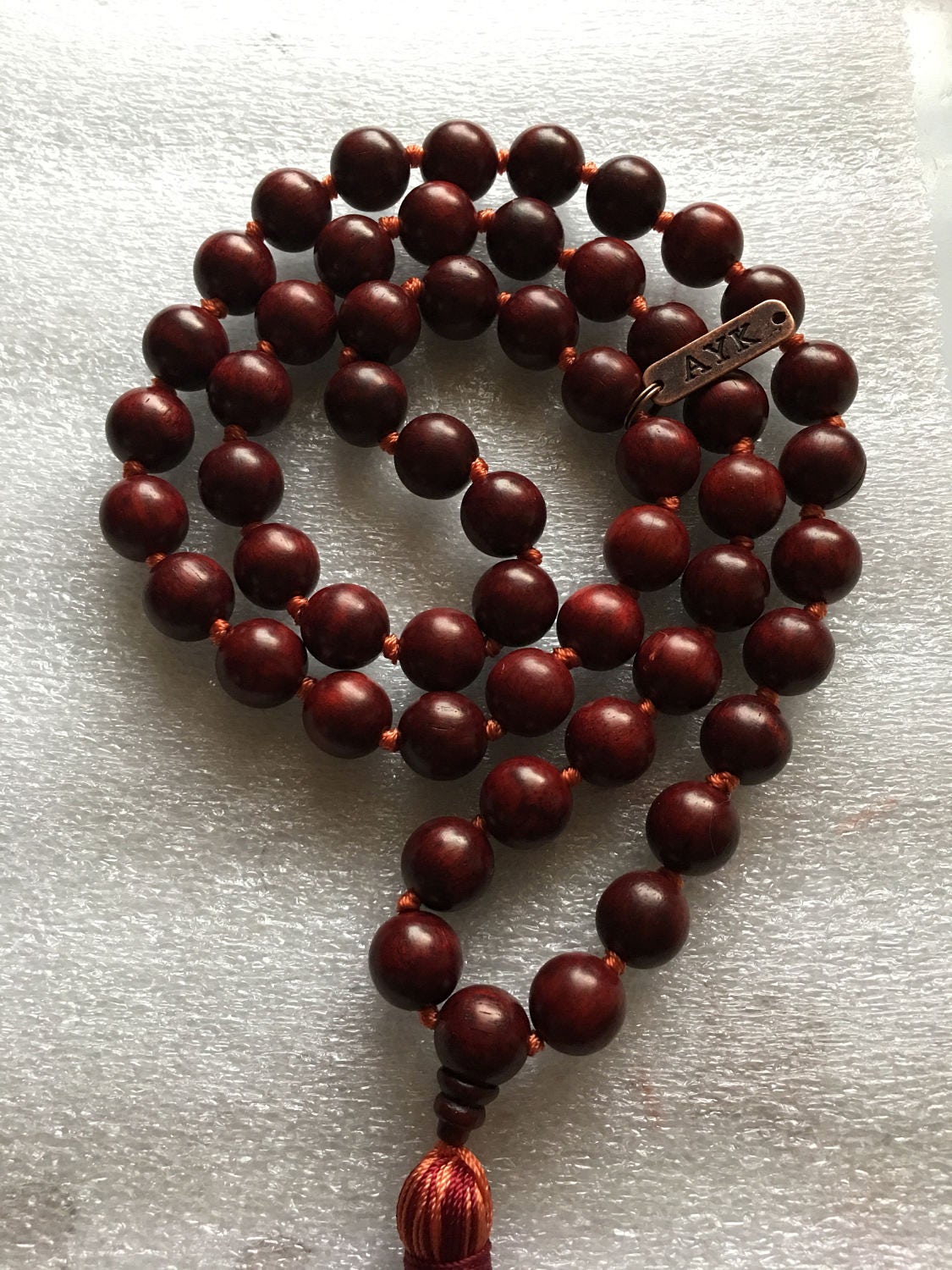 54 1 Rosewood Mala Beads Necklace, Genuine 12 mm Rosewood Mala Rosary