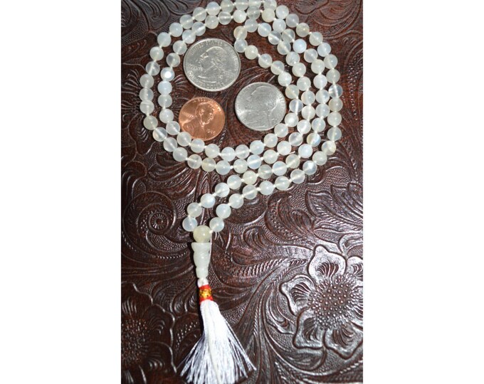 AAA Grade Energized Moonstone Mala Beads Necklace, Prayer Necklace, Divine Feminine Mala, 6 mm 8 mm sparkling Moonstone Mala, Emotional