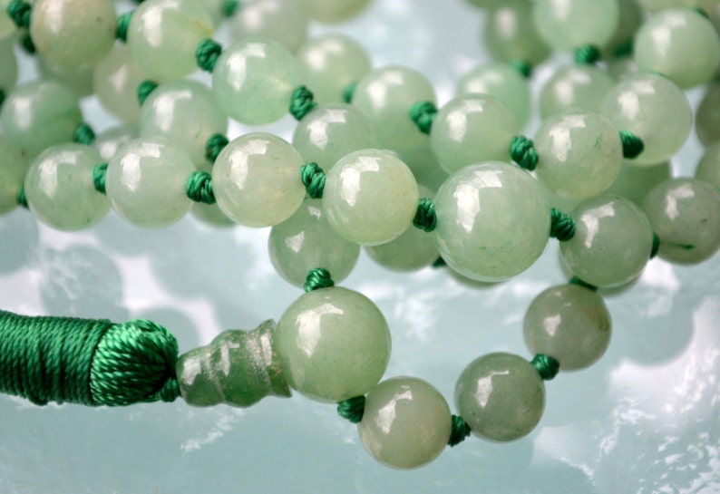 AAA Natural Green Aventurine Mala Necklace, 108 Mala Beads, Mala Necklace, Mala, Meditation Beads, Mala Beads, Mala Prayer Beads, Knotted image 2