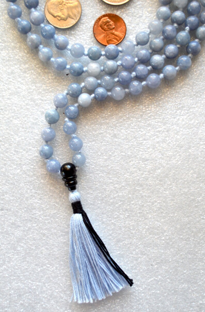 Mantra Beads Gemstone Mala Buddhist Beads Aquamarine Mala Etsy