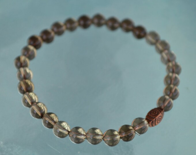 Genuine Smoky Quartz Crystal Mala Beads Bracelet, Brown Gemstone Bracelet - Grounding, Stability, Aids Sexual life, Survival, Manifestation