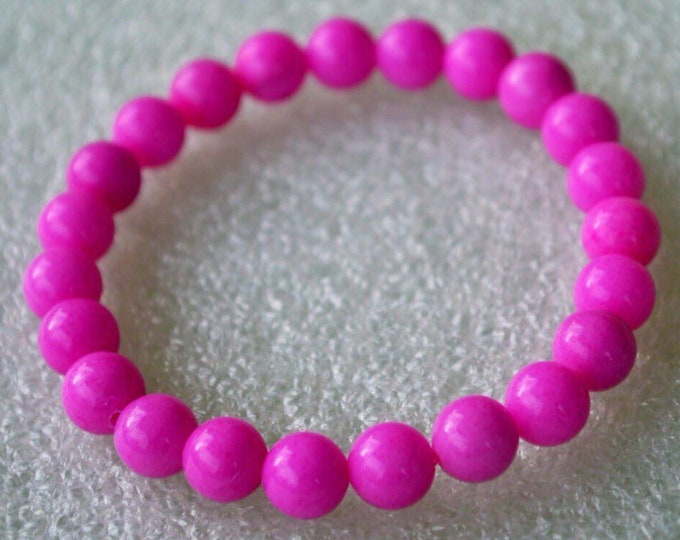 Magenta Jade, Electric pink Wrist Mala, 8 mm Wrist Bracelet, Beads Healing Bracelet - for emotional balance and stability, love,heart chakra