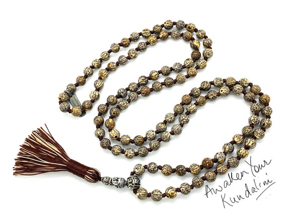 Rare 8mm Bodhi Buddha Prayer Beads Hand Knotted Mala Necklace - Energized Karma Nirvana Meditation 108 Beads For Awakening Chakra Kundalini