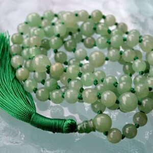 AAA Natural Green Aventurine Mala Necklace, 108 Mala Beads, Mala Necklace, Mala, Meditation Beads, Mala Beads, Mala Prayer Beads, Knotted