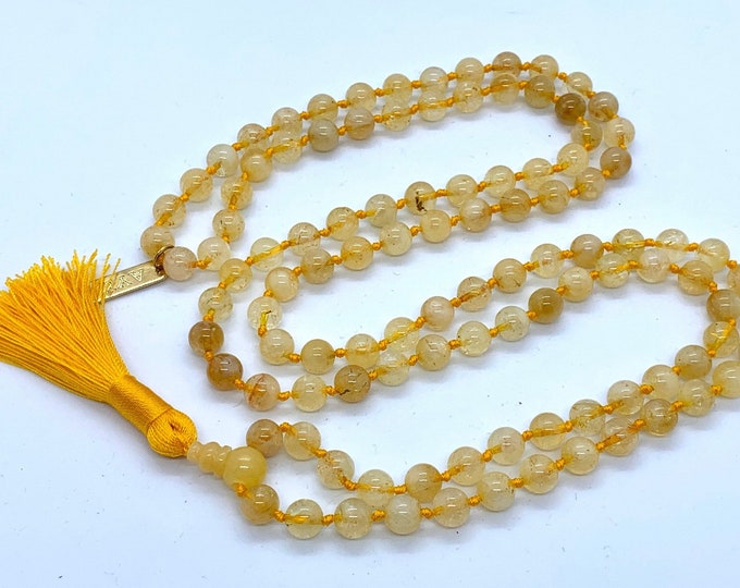 AAA Citrine Mala Beads Simple Dainty Necklace, Gold Citrine Necklace, November Birthstone, Yellow Birthstone, Minimalist Necklace, Gift For