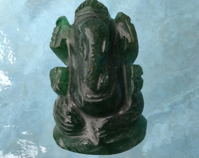 Green Jade Lord Ganesha Statue, Handcrafted Gemstone Ganesh Sculpture ,Ganesha Idol