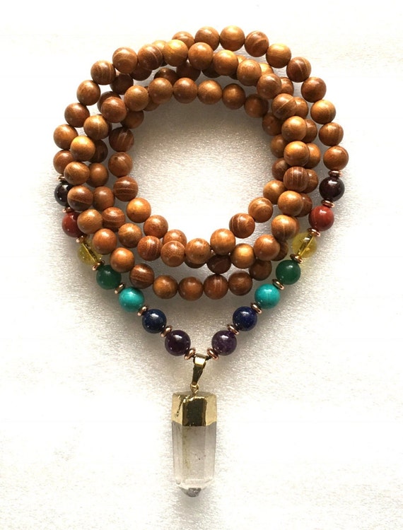 Chakra 108 Mala wrap bracelet or necklace, 7 Chakra bracelet, Mala bracelet, Om bracelet,Yoga bracelet, Meditation braceletChristmas