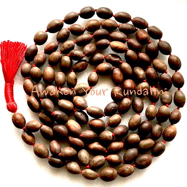 Shri Maha Lakshmi Mantra Chanting Lotus seed beads, 108 Knotted Kamalgatta mala kamal gatta Prayer Beads Necklace Rosary for abundance