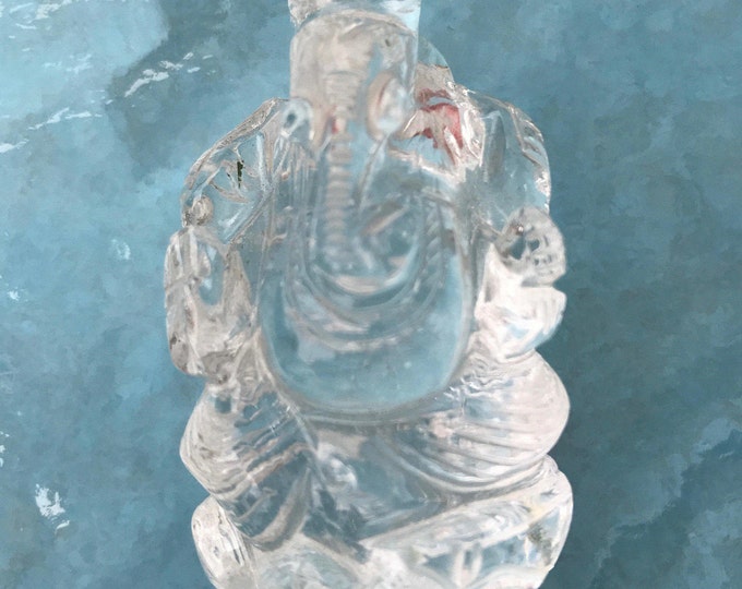 Authentic Handcarved Crystal Ganesh Healing Statue-Religious Statuary-Spirituality & Religion Figuirine- Crystal Gemstone Ganesha Sculpture