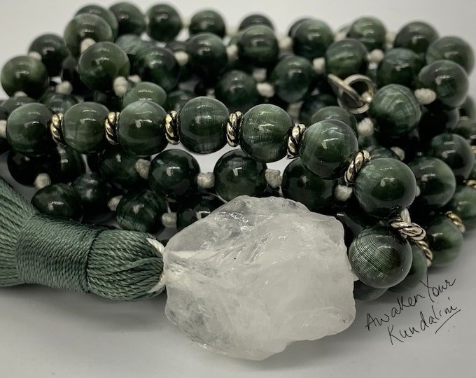 AAA grade Seraphinite Mala Necklace, Meaningful Jewelry,  Stone Healing Crystal for self care, Him and Her, Spiritual gift, Clairvoyant ston