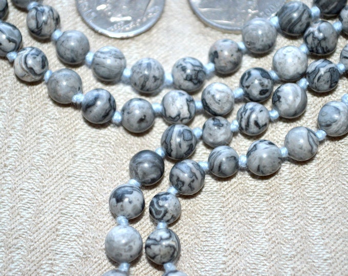 108 Beads Healing Mala Necklace, Map StoneTassel Necklace, Meditation Spiritual Protection Necklace,Natural Stone Mala Prayer Beads Necklace