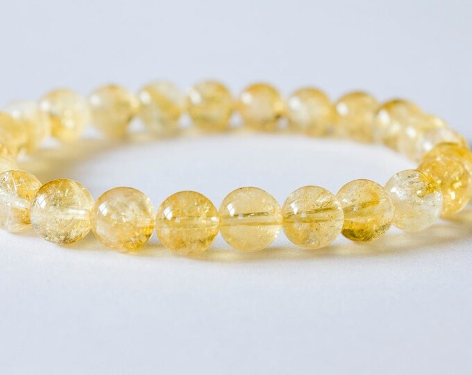 AAA Natural Citrine bracelet gemstone citrine jewelry birthstone beaded bracelet healing stretch bracelet tennis Scorpio layering bracelet