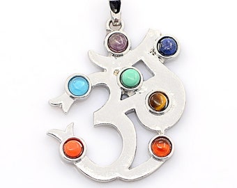 Cyber Monday Sale Om 7 Chakra Gemstones Pendant Reiki Healing Stones - Blessed & Energized Chakra Balancer Healing PendantChristmas