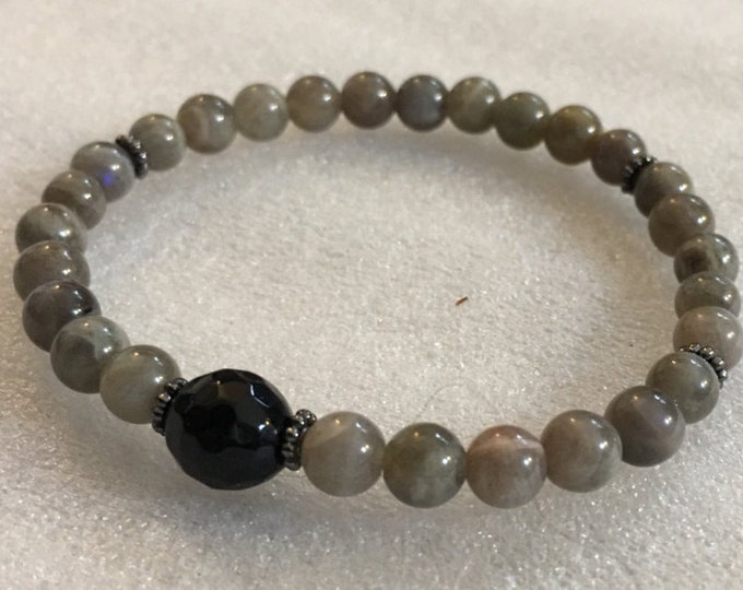 Labradorite Bracelet, Labradorite Energy Beaded Bracelet, Labradorite Stretch Bracelet, Good Energy Bracelet, Emotional Healing Bracelet