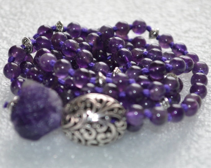 Amethyst Necklace, Insomnia Crystals, 7th Chakra, Amethyst Emotional Healing Mala