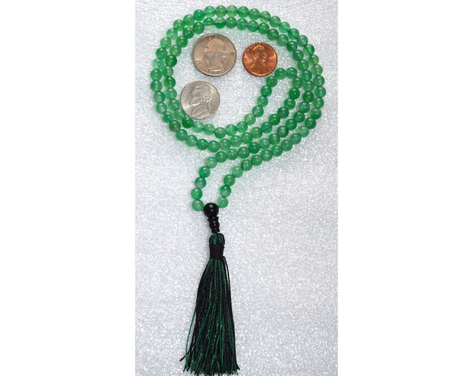 Green Agate Onyx Handmade Mala Beads Necklace - Energized Karma Nirvana Meditation 6 mm 108 Prayer Beads For Awakening Chakra Kundalini