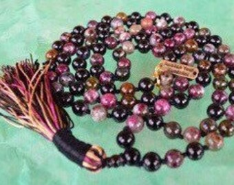 108 Genuine Watermelon Tourmaline, Genuine 8 mm Tourmaline Mala, Watermelon Tourmaline Jewellery, Pink Tourmaline Jewelry, Rubellite Tourmal