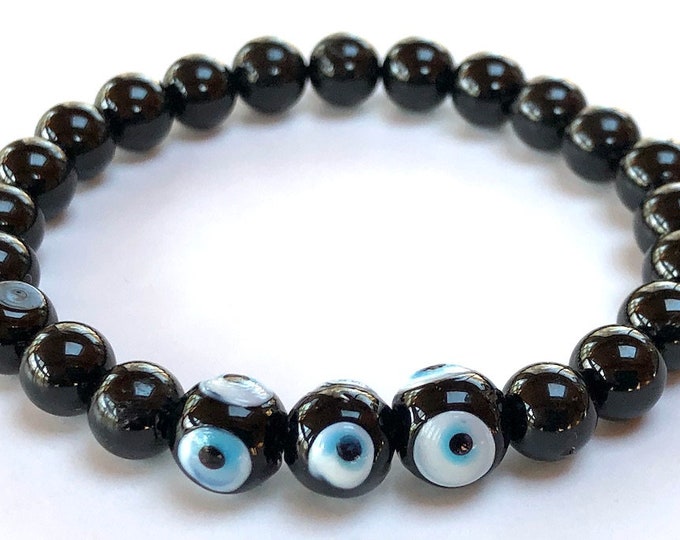 friendship bracelet blue evil eye black tourmaline charm protection bracelet, jewelry, string  bracelet, evil eye men, evil eye bracelet