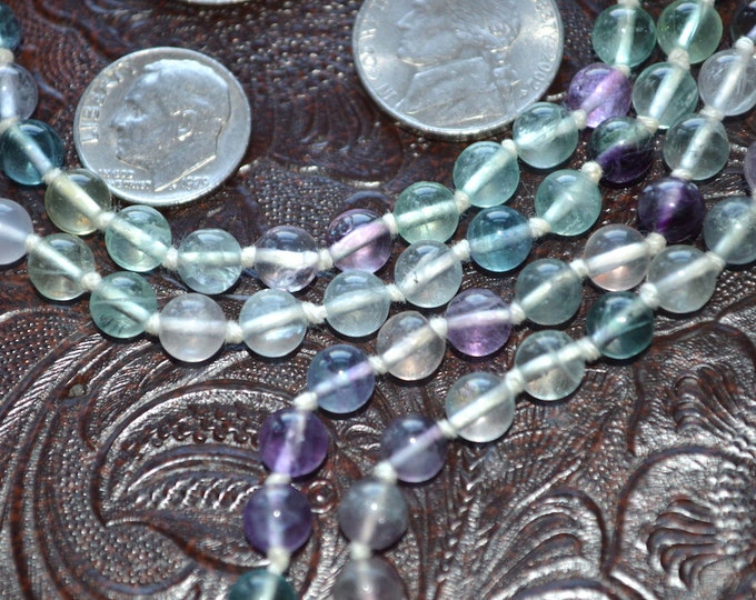 Rainbow FLUORITE Mala Necklace - 108 Tassel Necklace, Mediation Jewelry, Prayer Beads