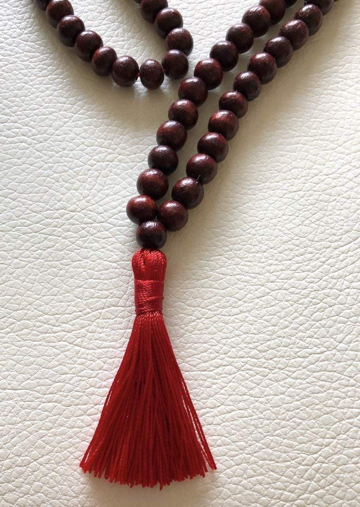 HARE RAM HARE KRISHNA CHANTING SET ~ Japa Mala Prayer Beads w/ Knotted  Rosewood ~ For Mantra Meditation, FOR AWAKENING CHAKRAS