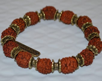 Energized & Blessed Rudraksh, 5 Mukhi Rudraksha Bracelet, Five Face Rudraksh Mala beads bracelet, Stretch Wrist Healing Mala Bracelet,