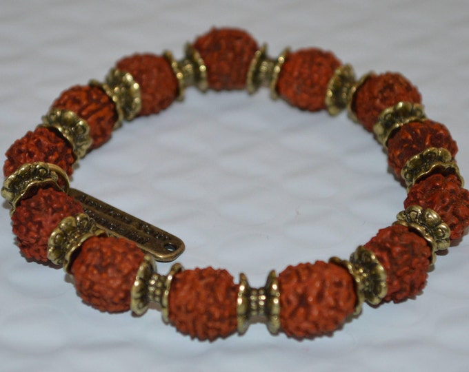 Energized & Blessed Rudraksh, 5 Mukhi Rudraksha Bracelet, Five Face Rudraksh Mala beads bracelet, Stretch Wrist Healing Mala Bracelet,