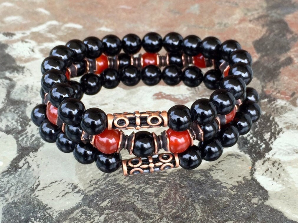 Carnelian and clearance black tourmaline