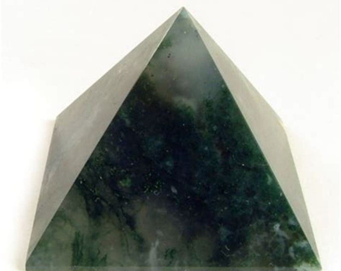 Moss Agate Pyramid, Healing Crystal Pyramid, Green Moss Agate, Reiki, Energized, Charged