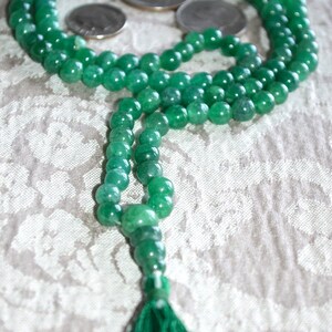 Green Jade Handmade 108 Mala Beads Necklace Manifestation, Unique Creative Expression, Energized for Karma, Yoga, Nirvana Meditation image 4