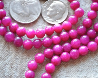 Electric Pink Jade Handmade Mala Beads Necklace - Energized for Karma Nirvana Meditation 6 mm 108 Prayer Bead For Awakening Chakra Kundalini