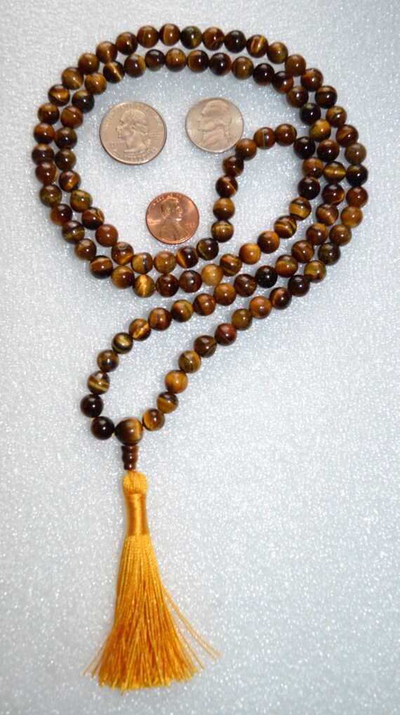 108 Mala Beads Brown Tiger Eye Handmade Prayer Beads Gemstone | Etsy