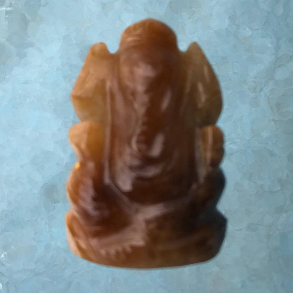 Energized Tiger Eye Lord Ganesh Hand carved Statue Gemstone Ganesh Figurines Spiritual Gift Hindu Lord Spiritual Carved Gemstone God Luck