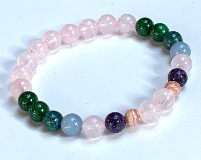 Emotional Trauma Support Crystal Healing Bracelet  Rhodochrosite Green Aventurine  Recovery Crystals Self love Calming