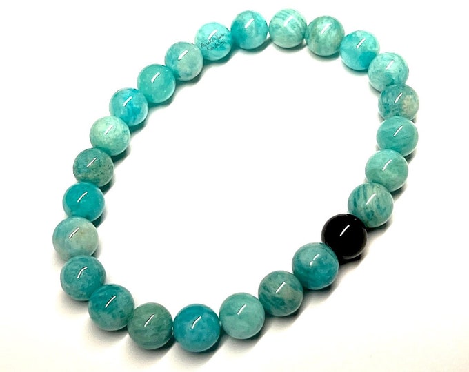 Russian Amazonite - Healing Bracelet - Natural Gemstone - Stretch Bracelet for Holistic Wellness and Positive Energy