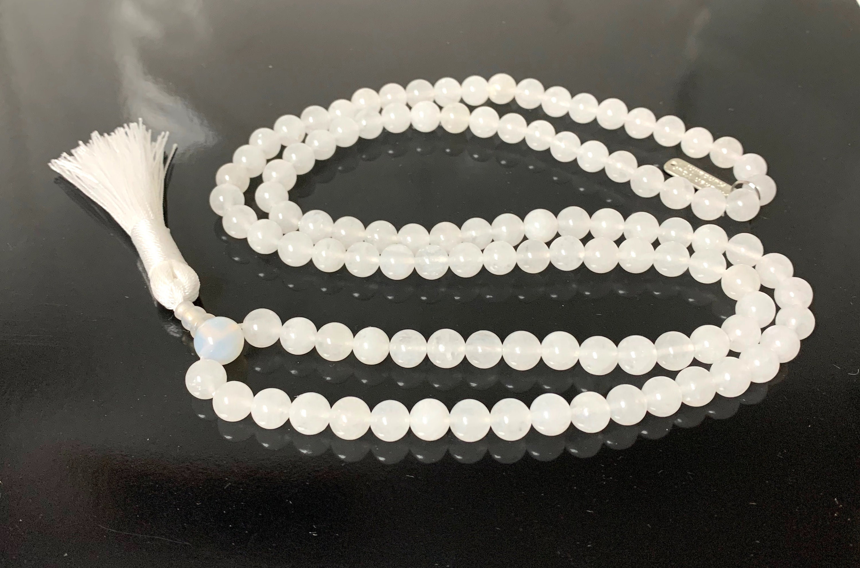 WHITE JADE 108 Beads Healing Mala Necklace, 7 Chakra Tassel Necklace,  Meditation Spiritual Protection Natural Stone Mala Prayer Beads -   Canada