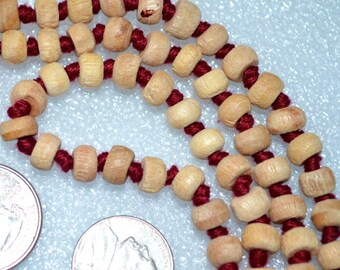 108 Tulsi Holy Basil Hand Knotted Mala Rough Beads Necklace - Karma Nirvana Meditation 7-8 mm Prayer Beads For Awakening Chakra Kundalini