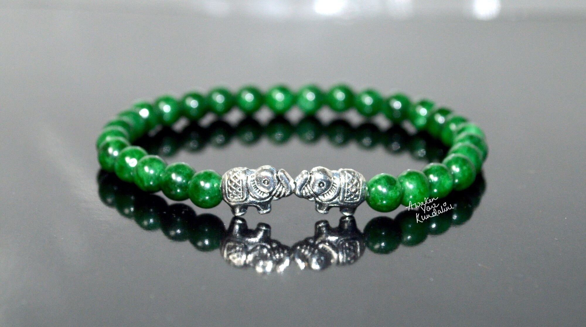 Energized 6mm 8 mm 10mm Green Nephrite Bracelet Jade