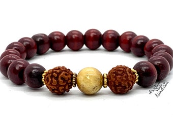 rosewood chakra mala bracelet, japa mala, wood mala, yoga mala, buddhist mala,Buddha bracelet, om mala, spiritual mala, meditation beads