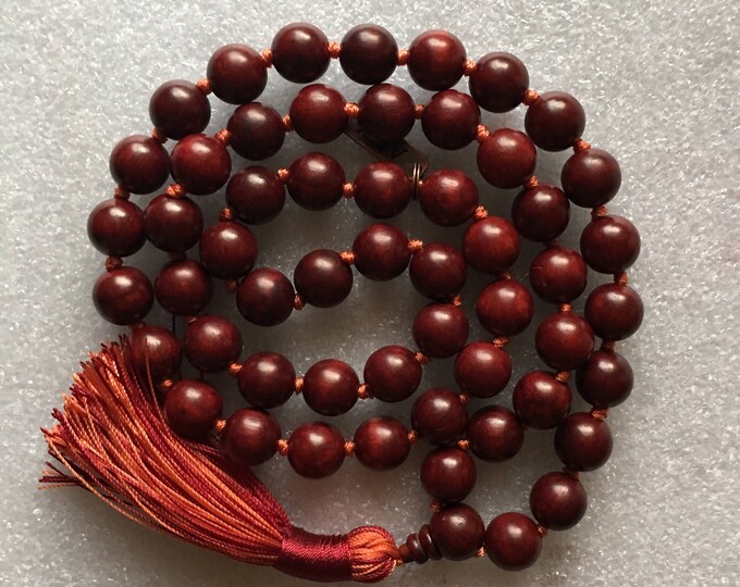 54+1 Rosewood Mala Beads Necklace, Genuine 12 mm Rosewood Mala Rosary, Wooden Red Half Mala, Energized Rosewood Quarter Mala, Buddhist Mala