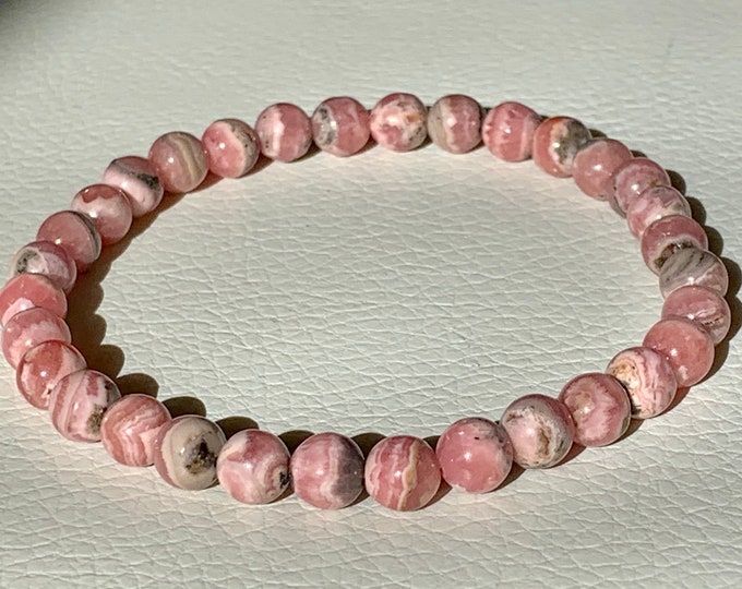 AAA Rhodochrosite Natural Rhodochrosite Bracelet, Jumbo Argentina Banded Rhodochrosite, Rhodochrosite from Argentina, PinkChristmas