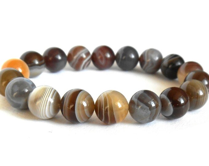 Unique Botswana Agate Bracelet, Floral Detailed Agate, Boho Style, One of a Kind Artisan, Striped Agate Bracelet, Gemstone Bracelet