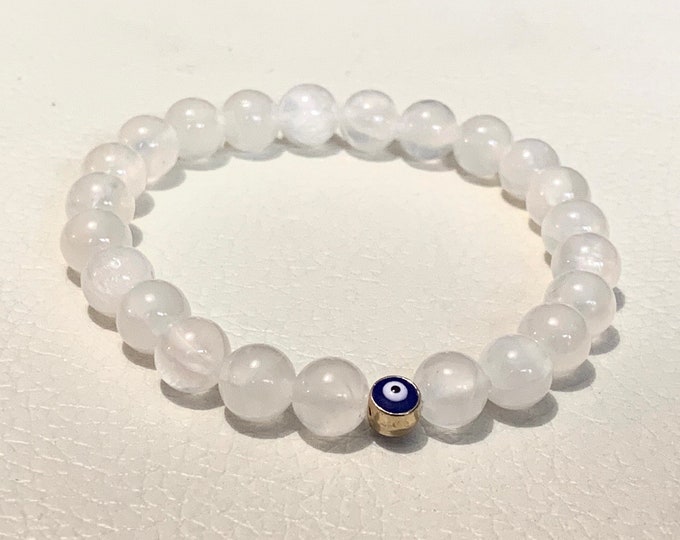 AAA Selenite Bracelet- Natural Stone Stretch Bracelet- Healing Crystal Yoga Bracelet -Spiritual Protection Anxiety Relief Chakra Gift